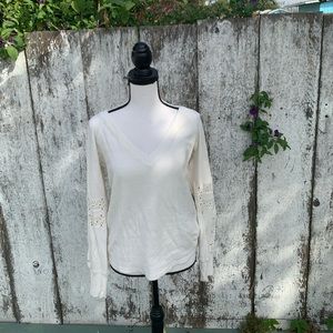 Anthropologie size small cream colored thermal v-neck thermal